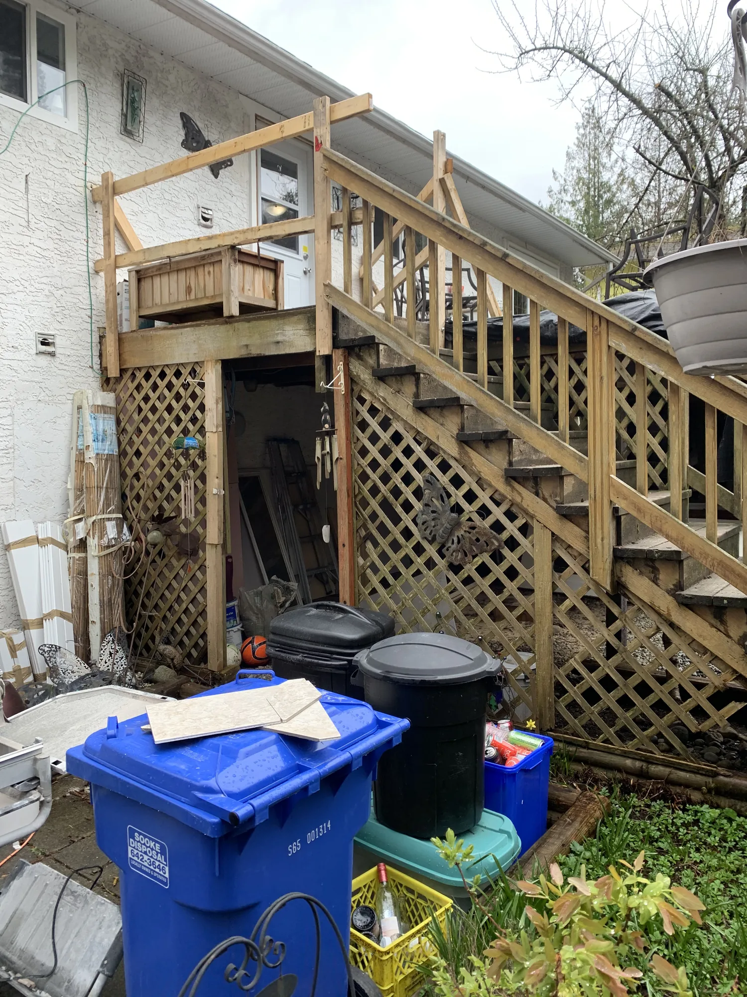 Wood stair framing during rebuild